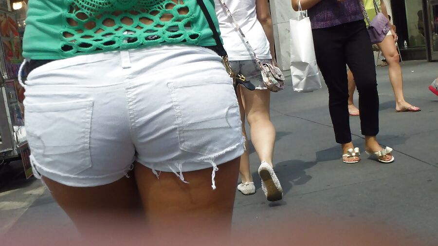 Amazing butt & ass in tight white shorts