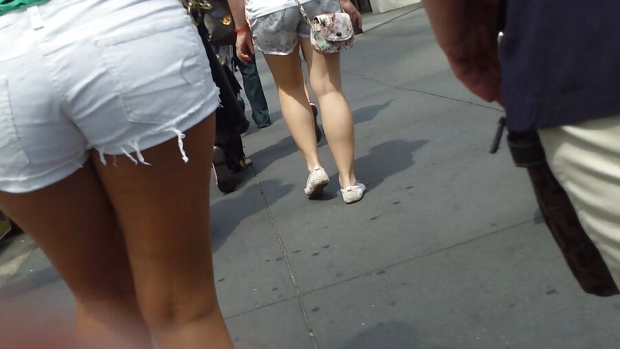 Amazing butt & ass in tight white shorts