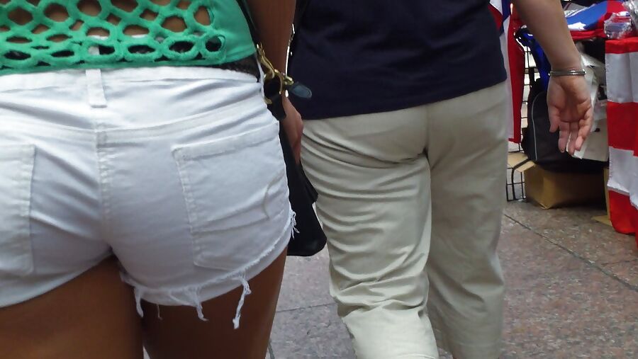Amazing butt & ass in tight white shorts