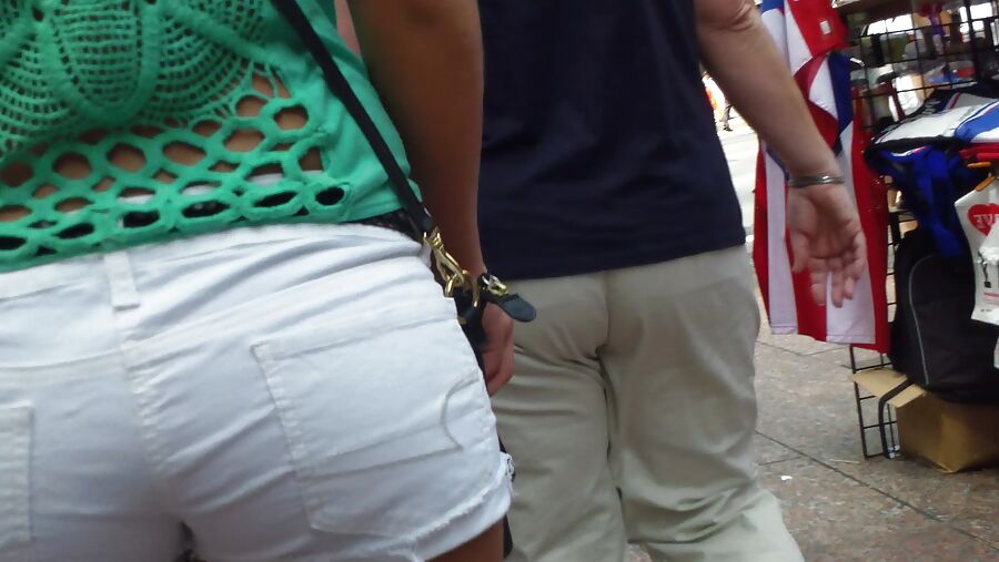 Amazing butt & ass in tight white shorts