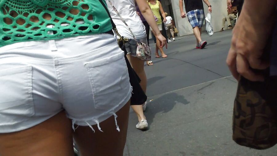 Amazing butt & ass in tight white shorts