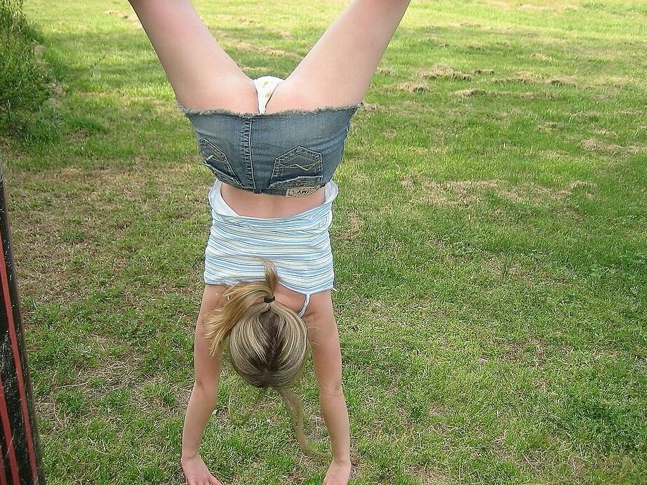 Petite teen flashing her little titties in playground