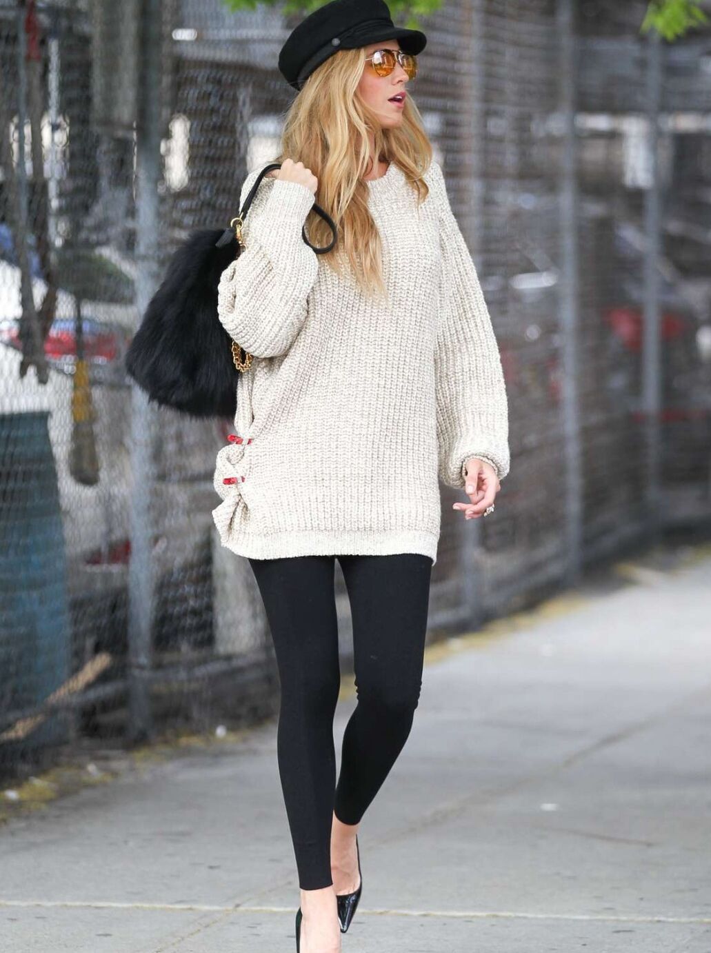 Blake Lively leggy doing a photoshoot in New York City
