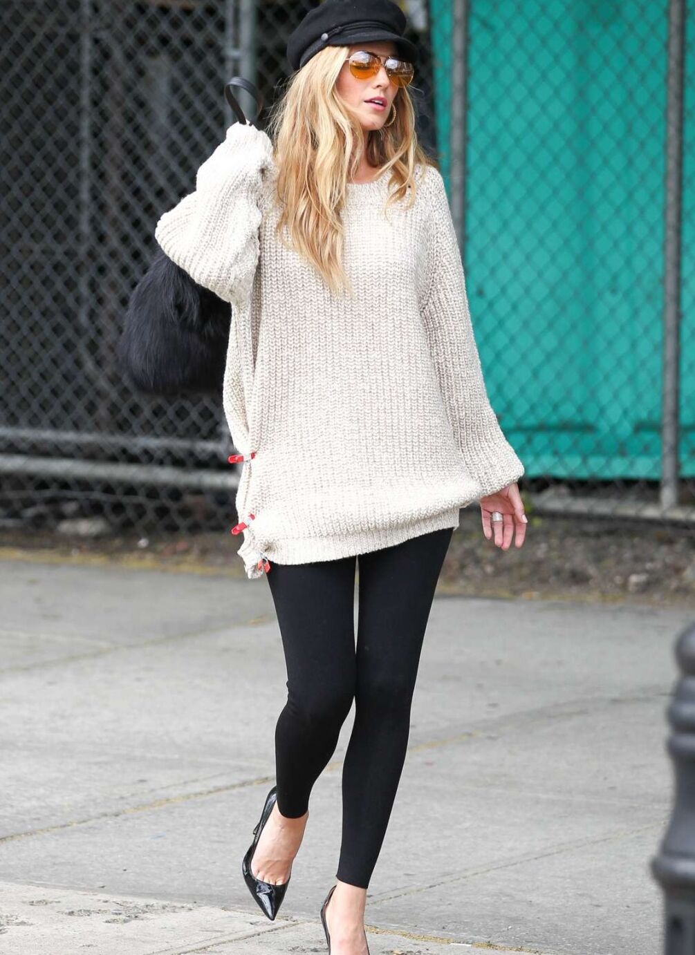 Blake Lively leggy doing a photoshoot in New York City