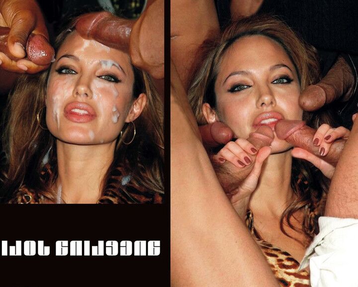 Angelina Jolie getting gangbang facialized