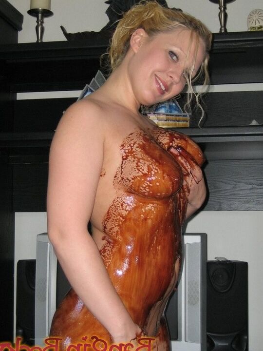 Becky Smothers Herself In Chocolate Syrup