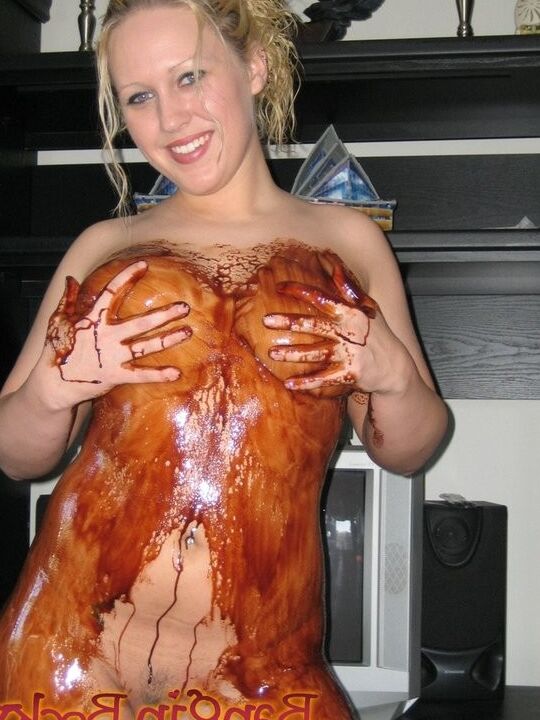 Becky Smothers Herself In Chocolate Syrup