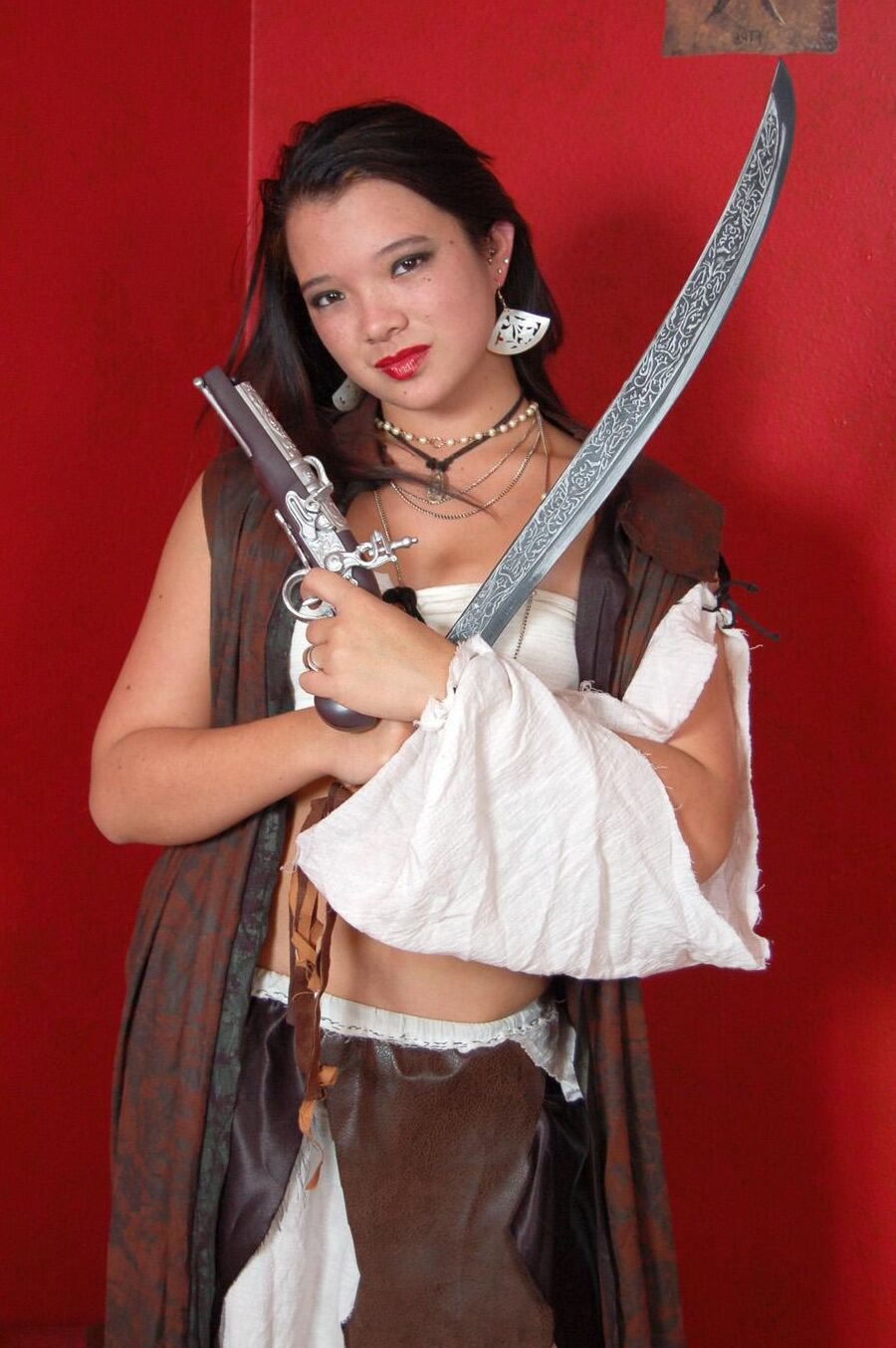 This swashbuckler shows her hidden treasure