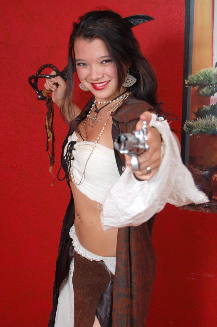 This swashbuckler shows her hidden treasure