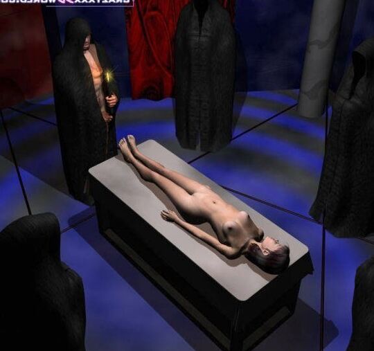 Brunette sucking getting fucked at dark ceremony