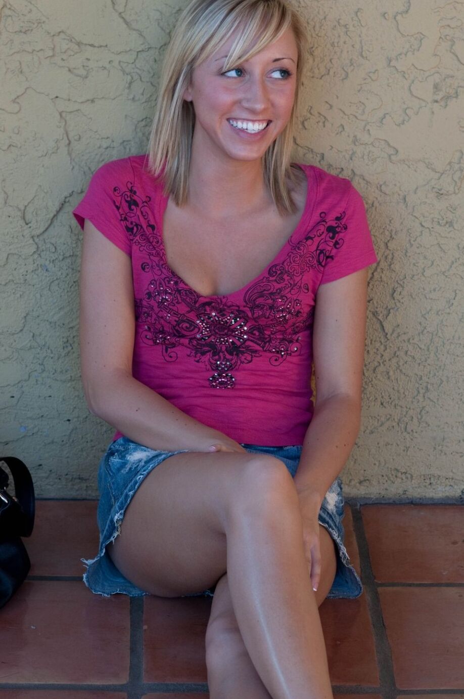 Petite hottie Britney flashes her tits and pussy in public