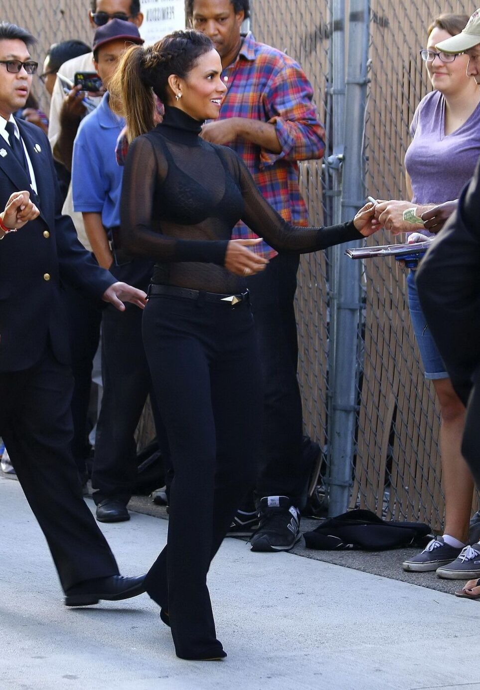 Halle Berry see through to bra heading to a show