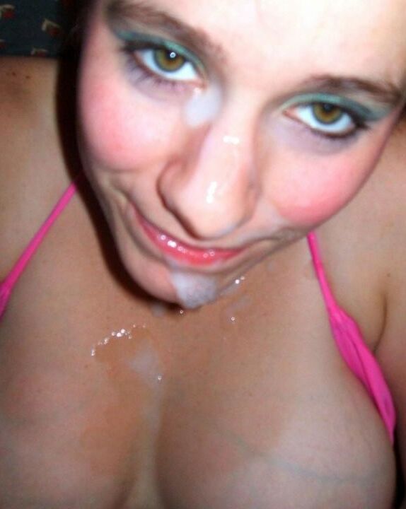 Busty brunette GF loves to suck dick and eat cum
