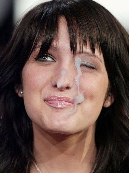 Ashlee Simpson facialized by three cocks in gangbang