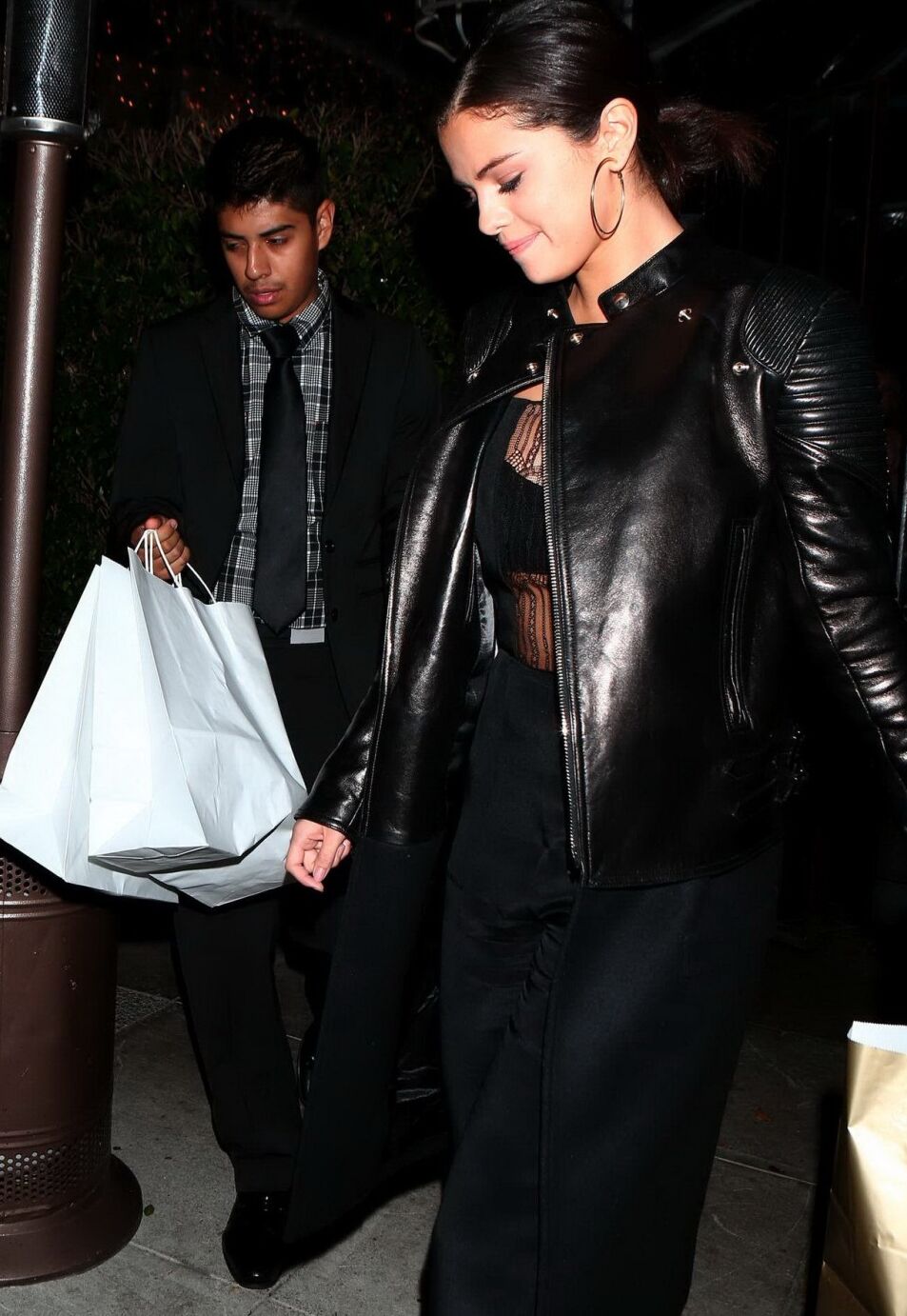Selena Gomez seethrough to bra while leaving Il Cielo Restaurant in Beverly Hill