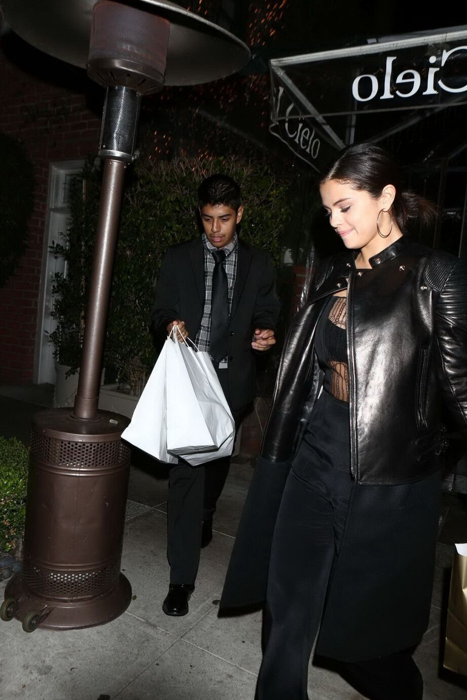 Selena Gomez seethrough to bra while leaving Il Cielo Restaurant in Beverly Hill