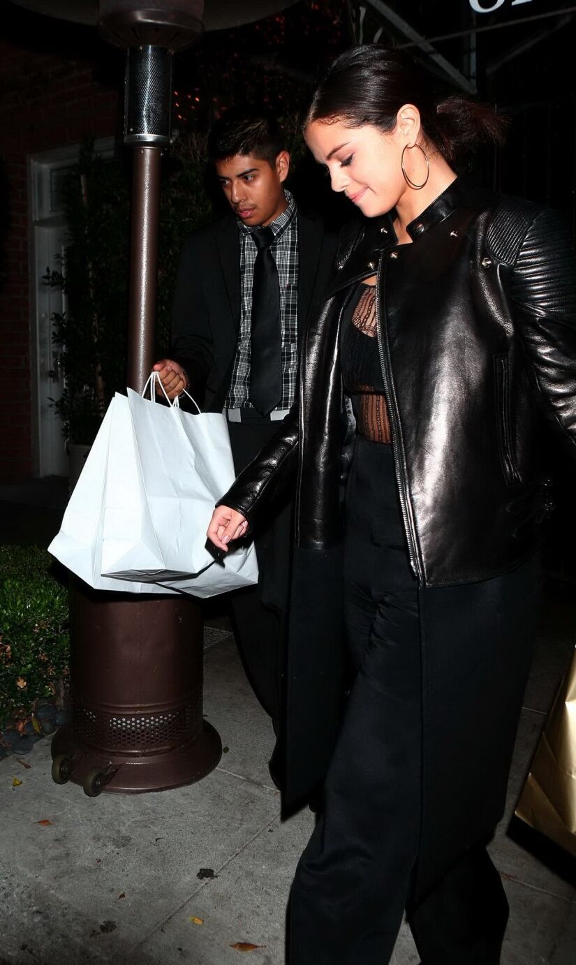 Selena Gomez seethrough to bra while leaving Il Cielo Restaurant in Beverly Hill