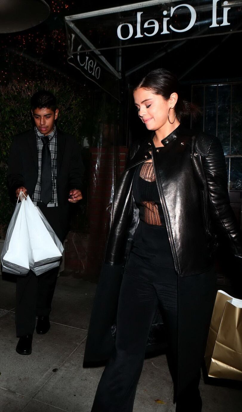 Selena Gomez seethrough to bra while leaving Il Cielo Restaurant in Beverly Hill