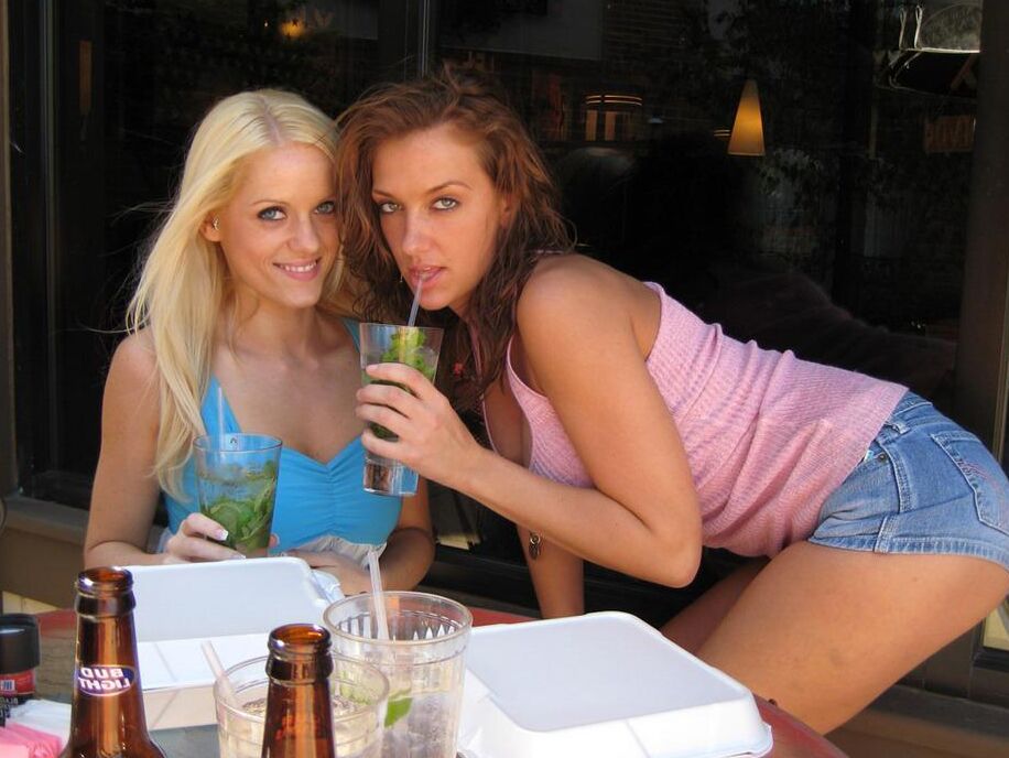 Two drunk teen girls going wild in the back yard
