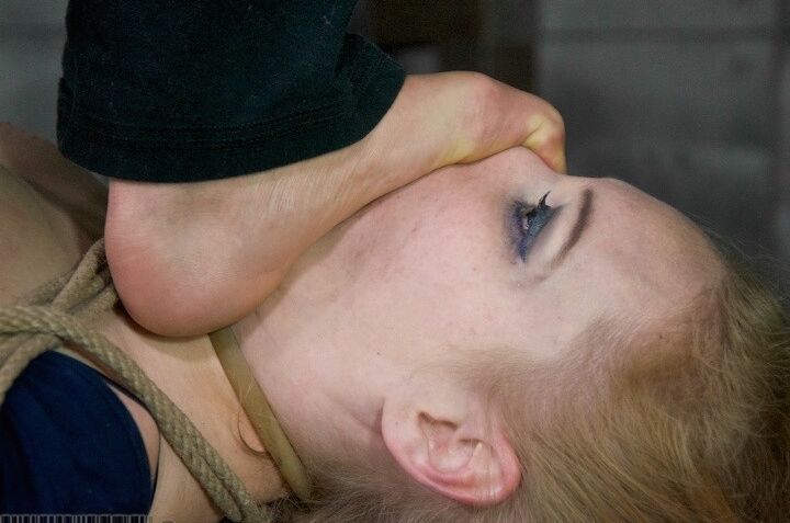 Delirious Hunter sexy blonde is rope bound in lingerie with feet fetish lezdom