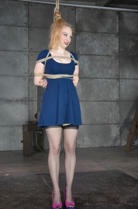 Delirious Hunter sexy blonde is rope bound in lingerie with feet fetish lezdom