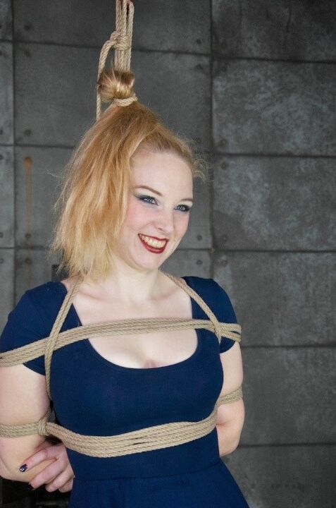 Delirious Hunter sexy blonde is rope bound in lingerie with feet fetish lezdom
