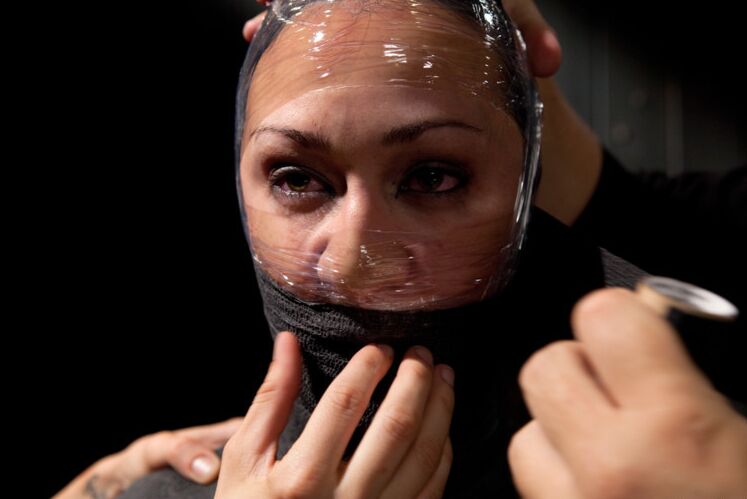 Trina Michaels busty babe is mummified bound and smothered