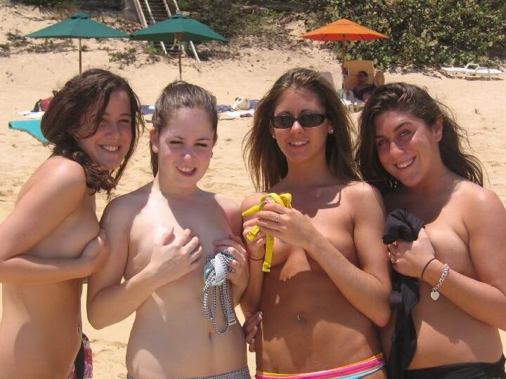Amateur college girlfriends flashing and topless in public
