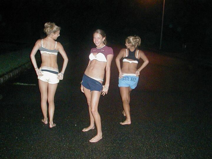 Amateur college girlfriends flashing and topless in public