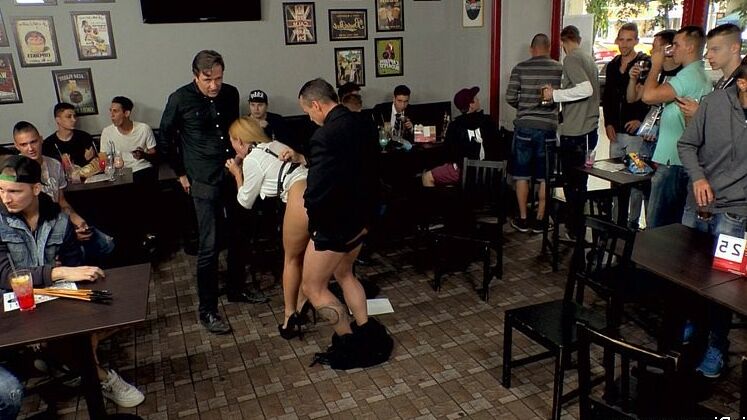 Isabella Clark is public bdsm fucked in a bar with lots of guys