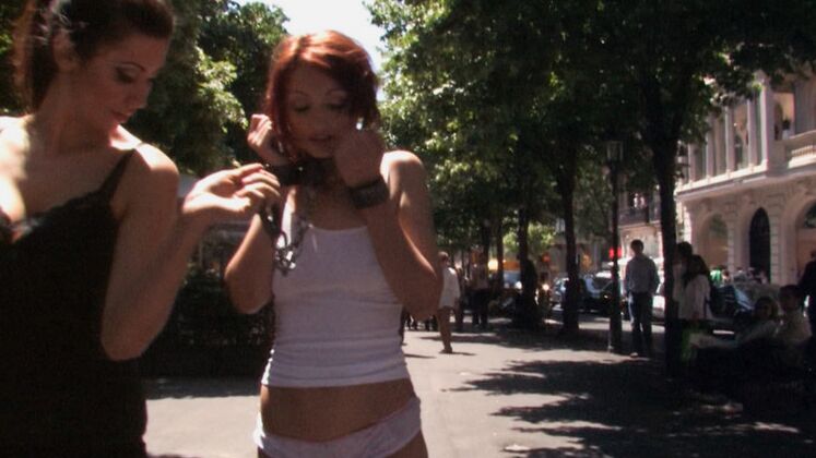 Beautiful Spanish redhead tied up, stripped bare, and fucked on the streets