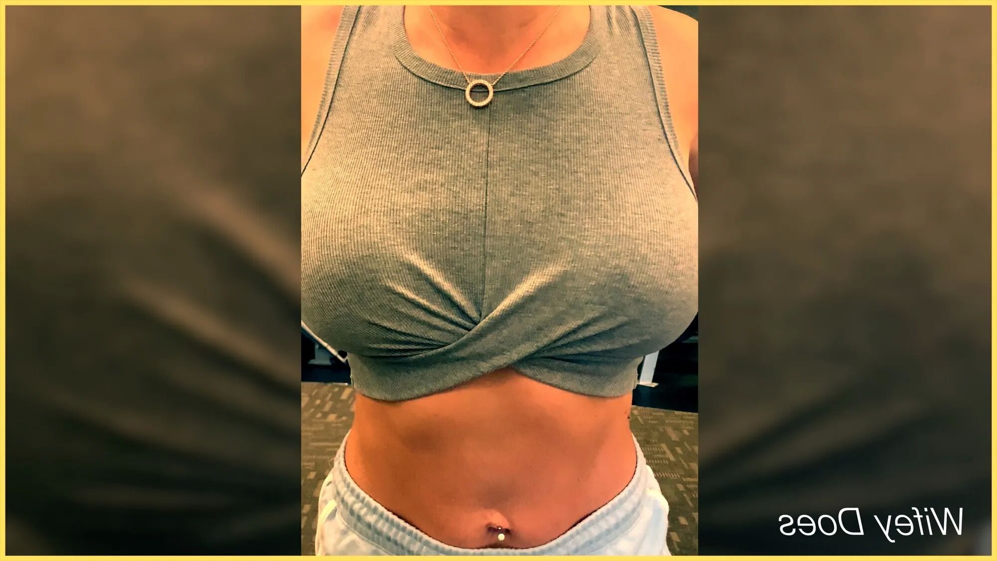 Wifey works out braless at public gym - 9 Pics