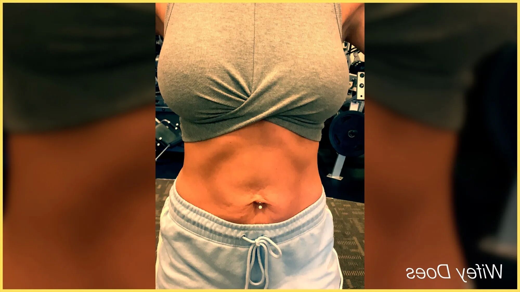 Wifey works out braless at public gym - 9 Pics