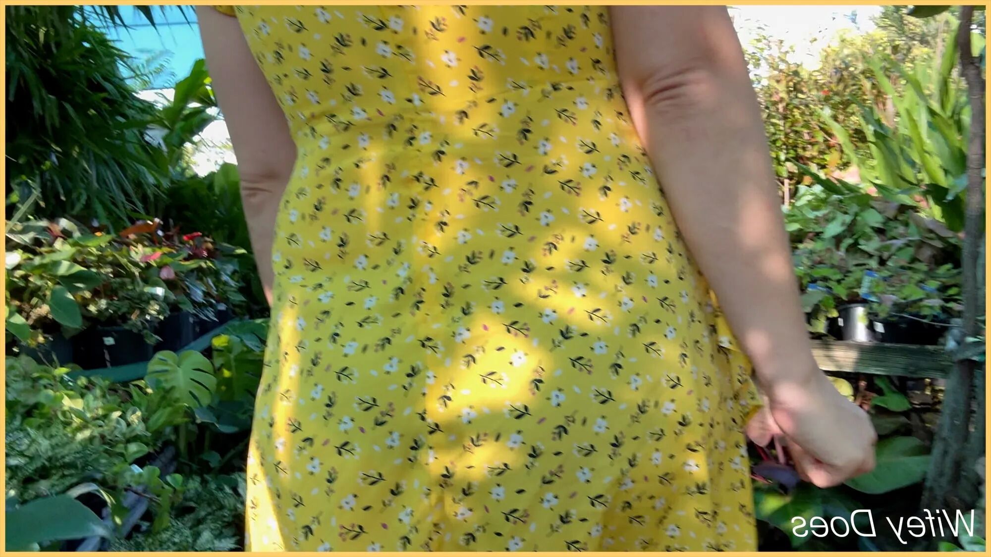 Wifey summer yellow dress public and braless - 12 Pics