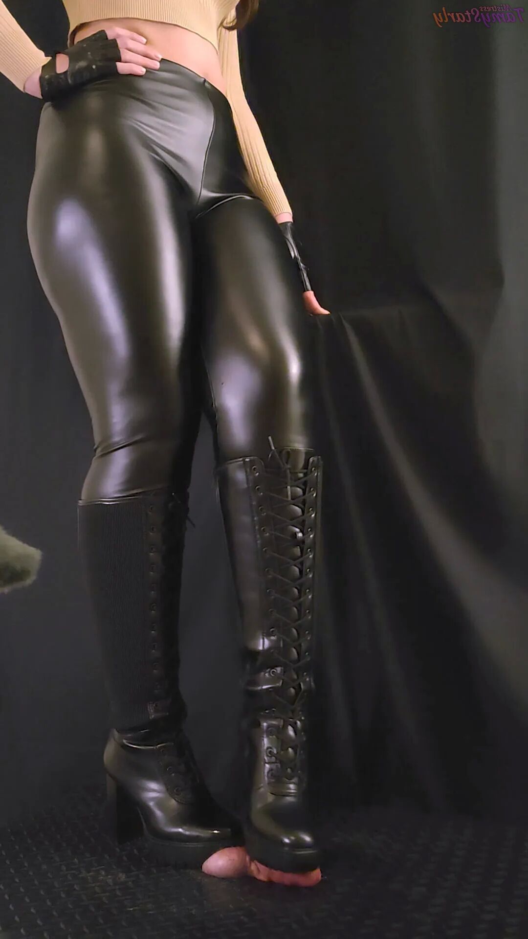 Cock Crush Rough Pain in Black Heels Boots - Ball Stomping, - 10 Pics