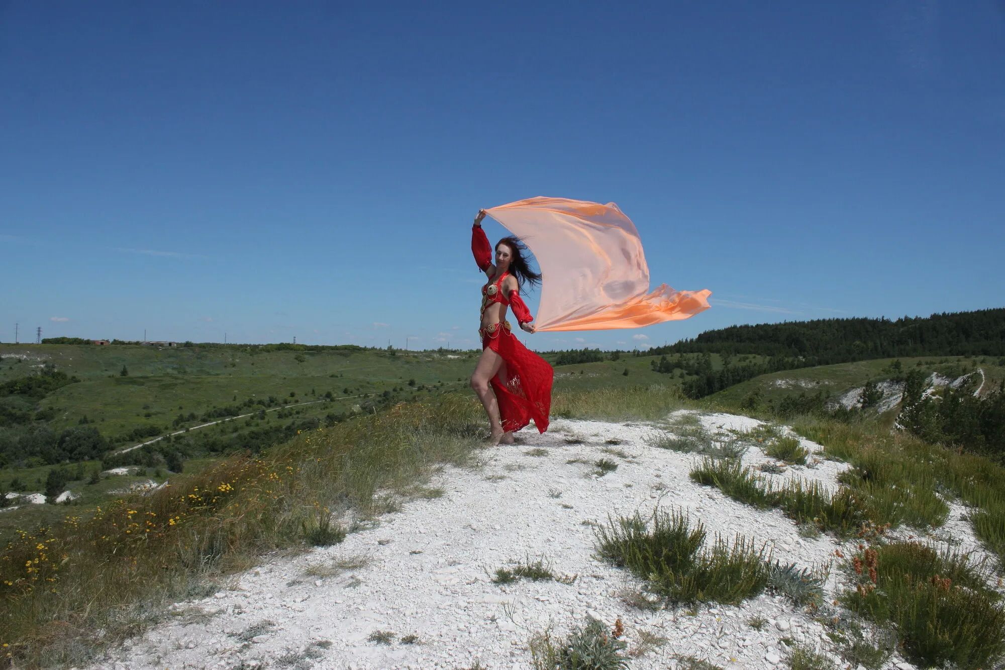 On top with an orange shawl - 50 Pics