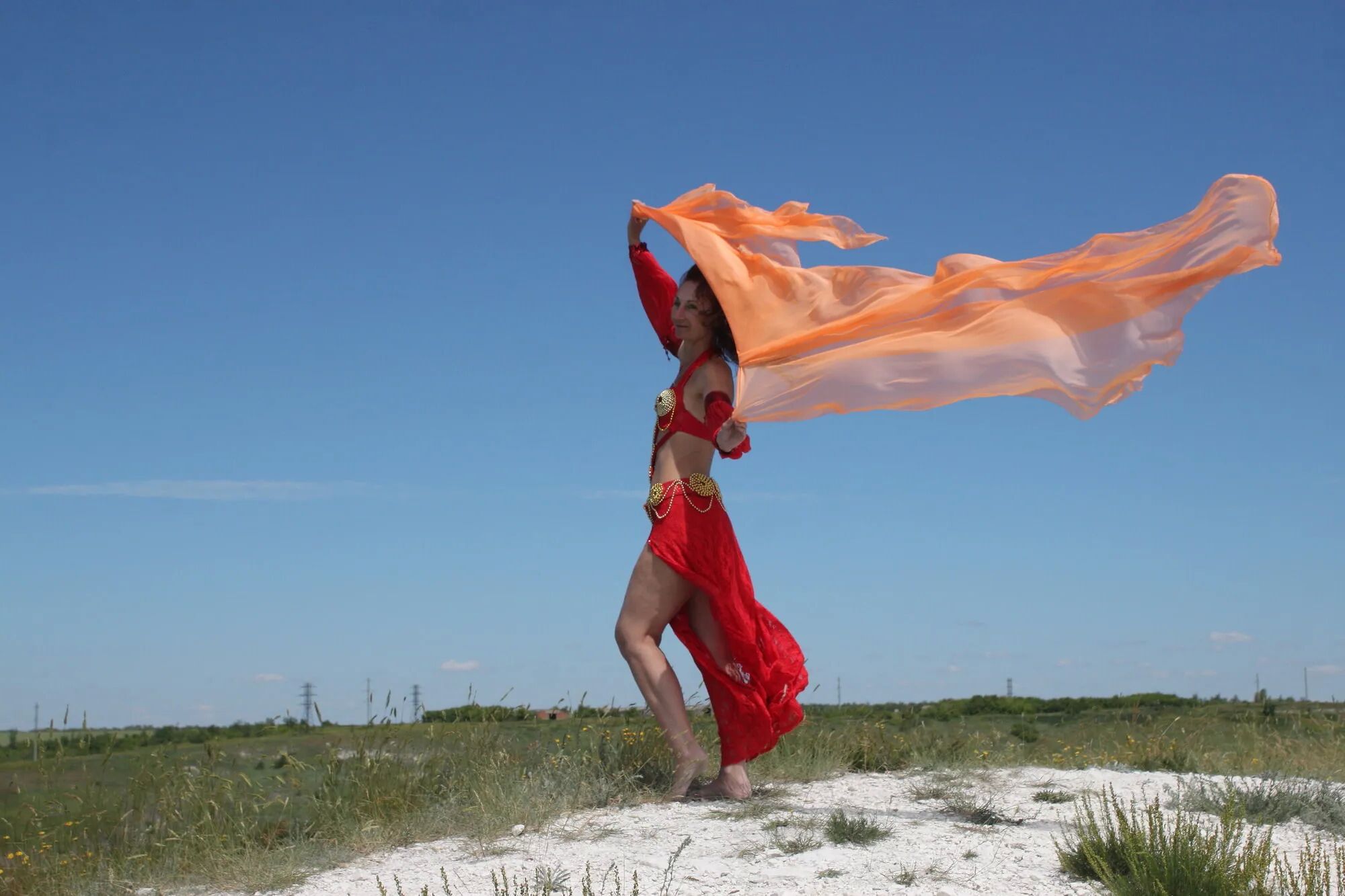On top with an orange shawl - 50 Pics