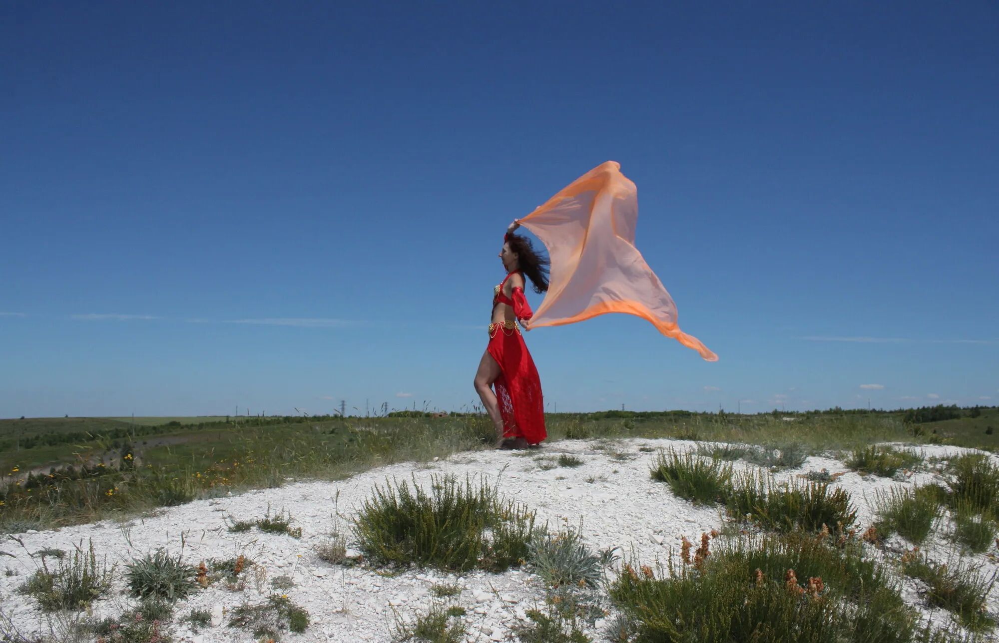On top with an orange shawl - 50 Pics