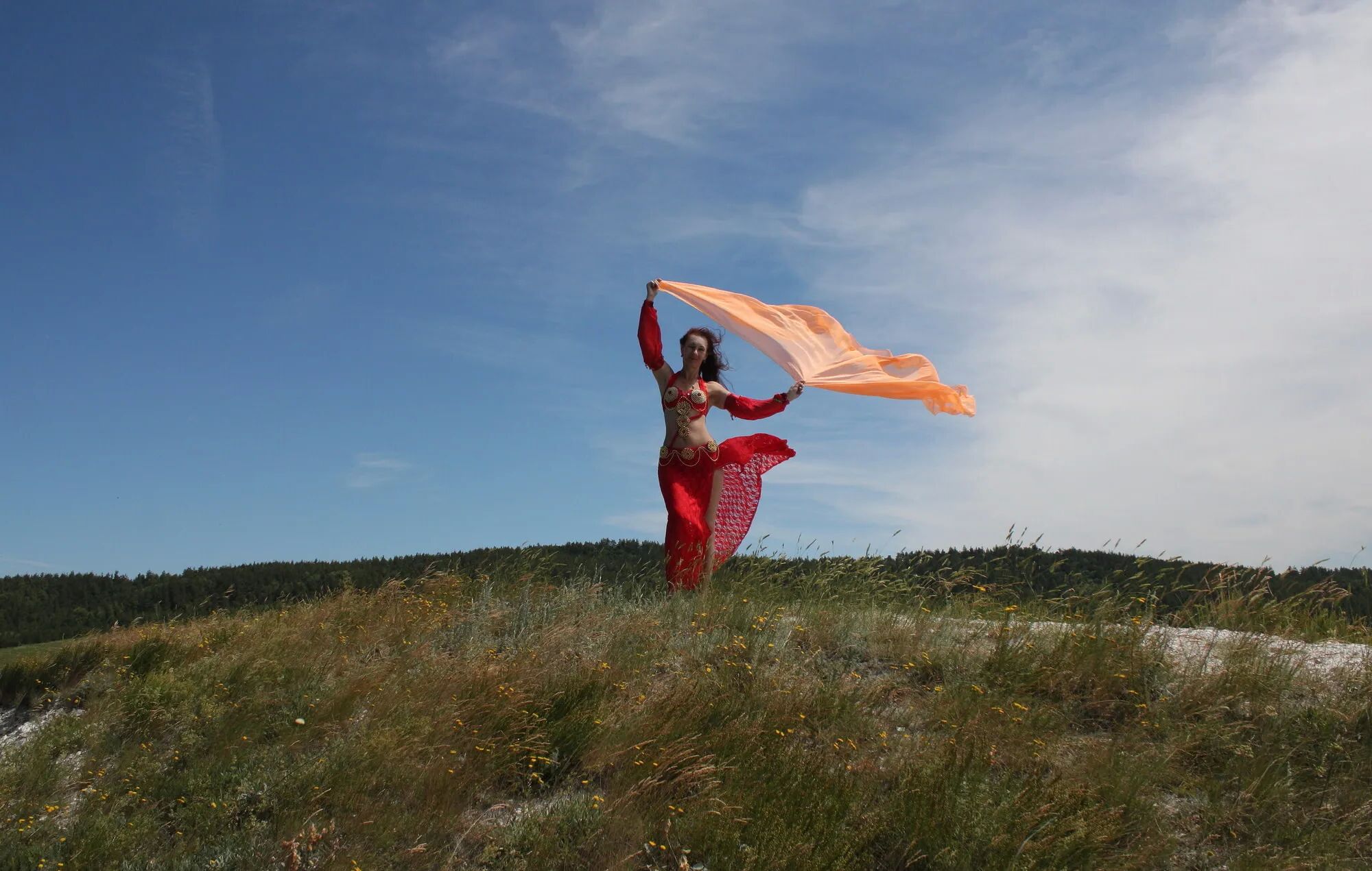 On top with an orange shawl - 50 Pics