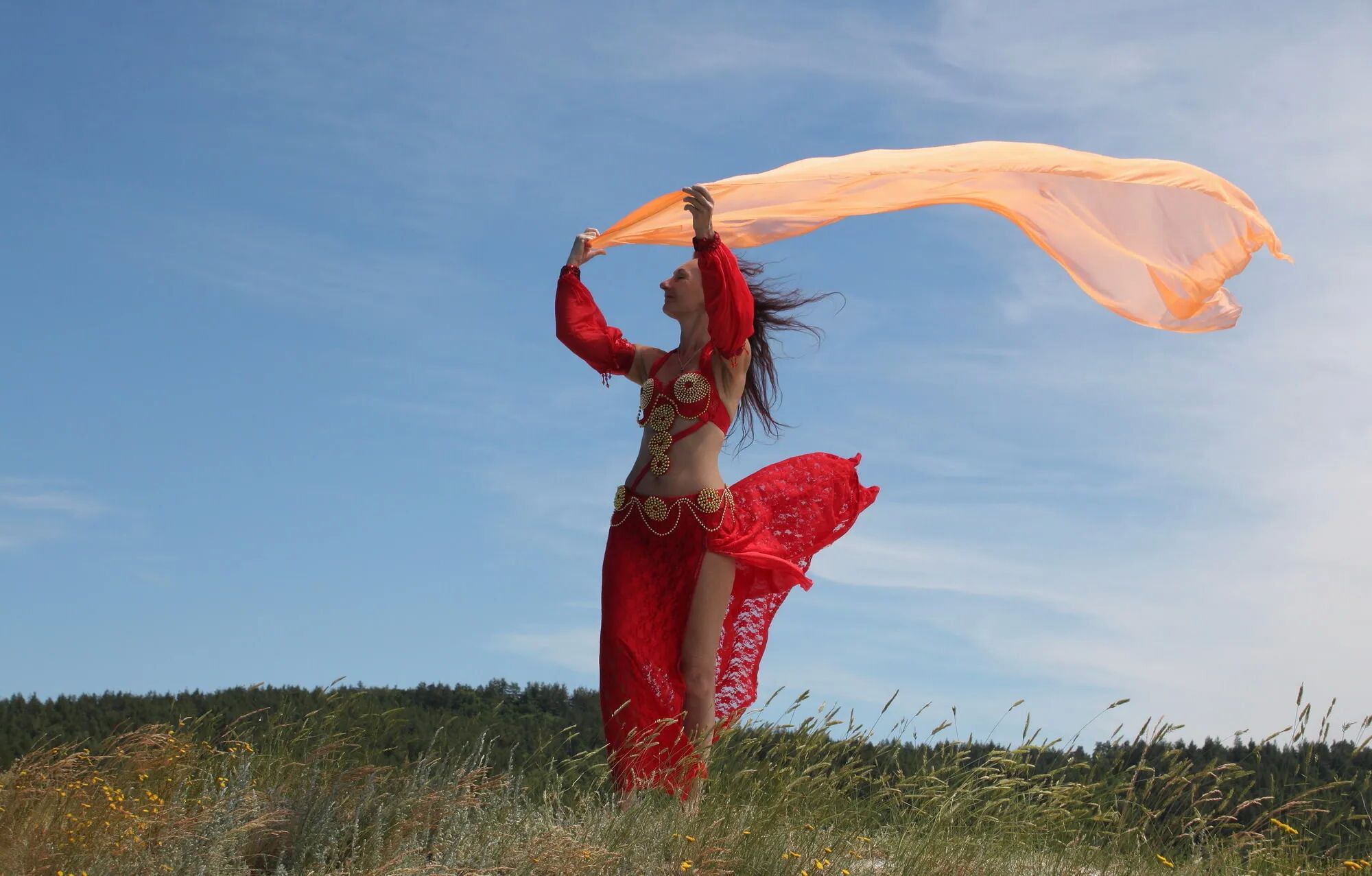 On top with an orange shawl - 50 Pics