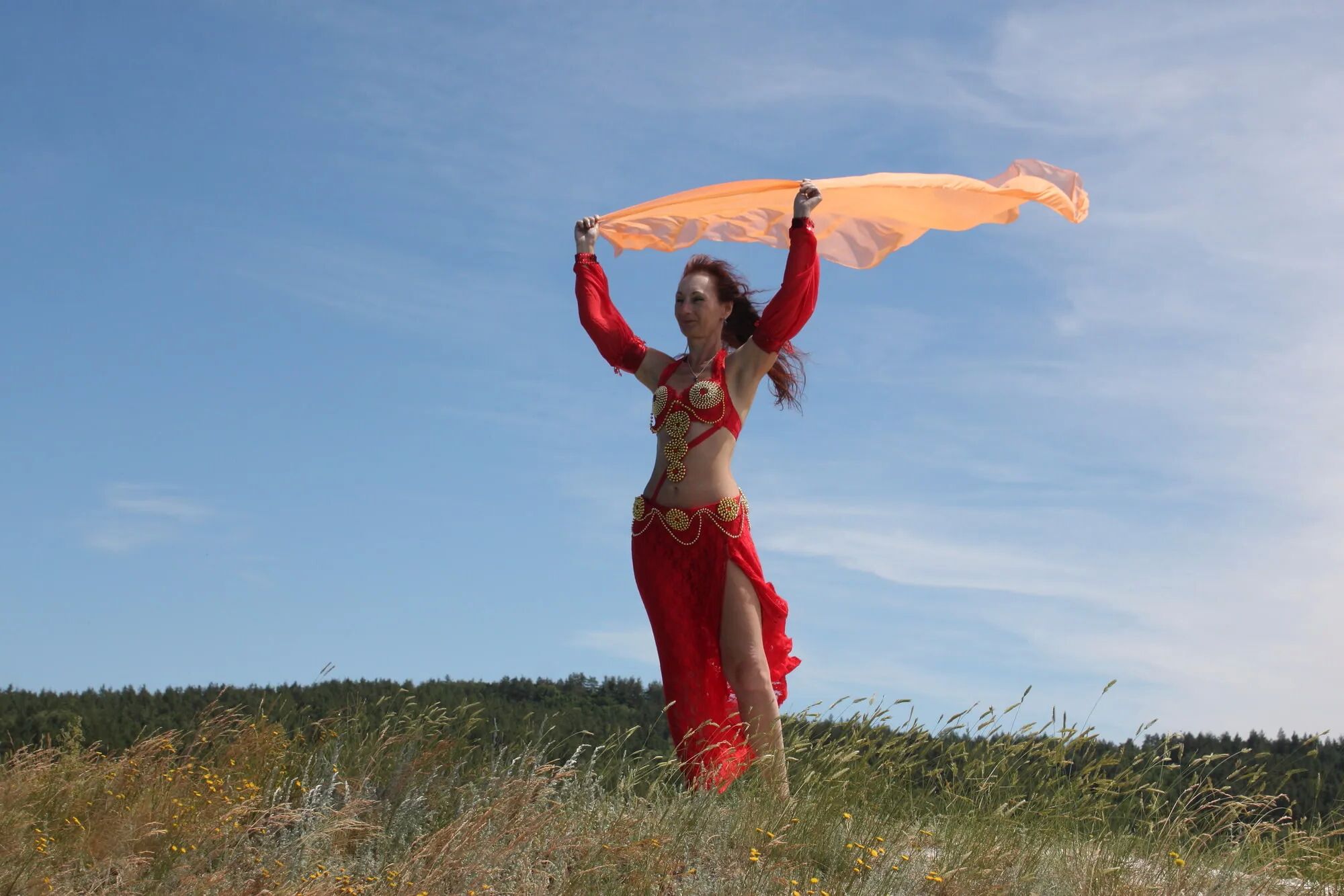 On top with an orange shawl - 50 Pics