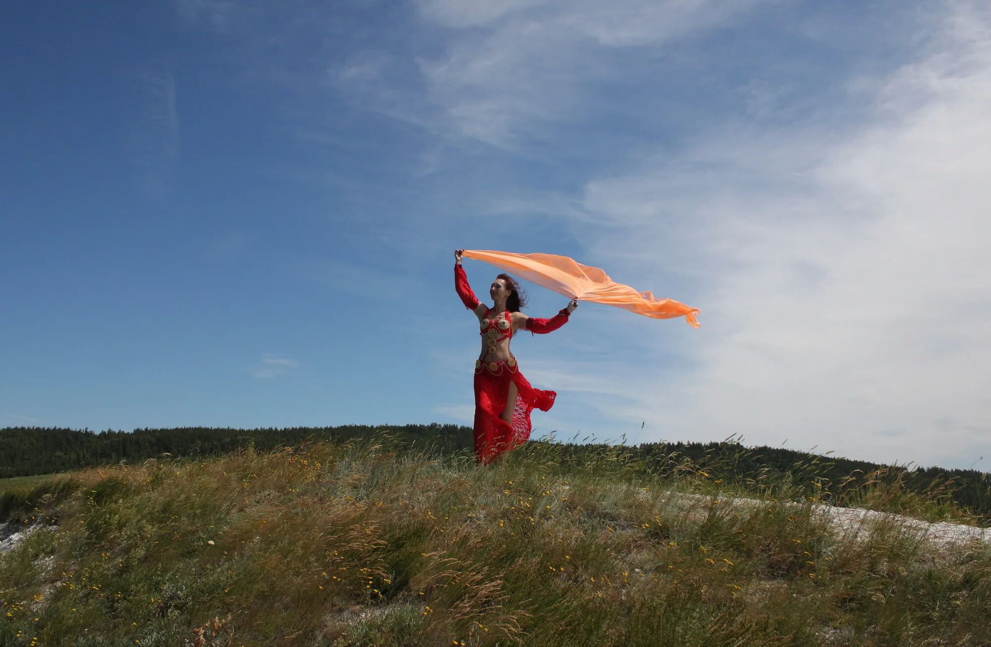 On top with an orange shawl - 50 Pics