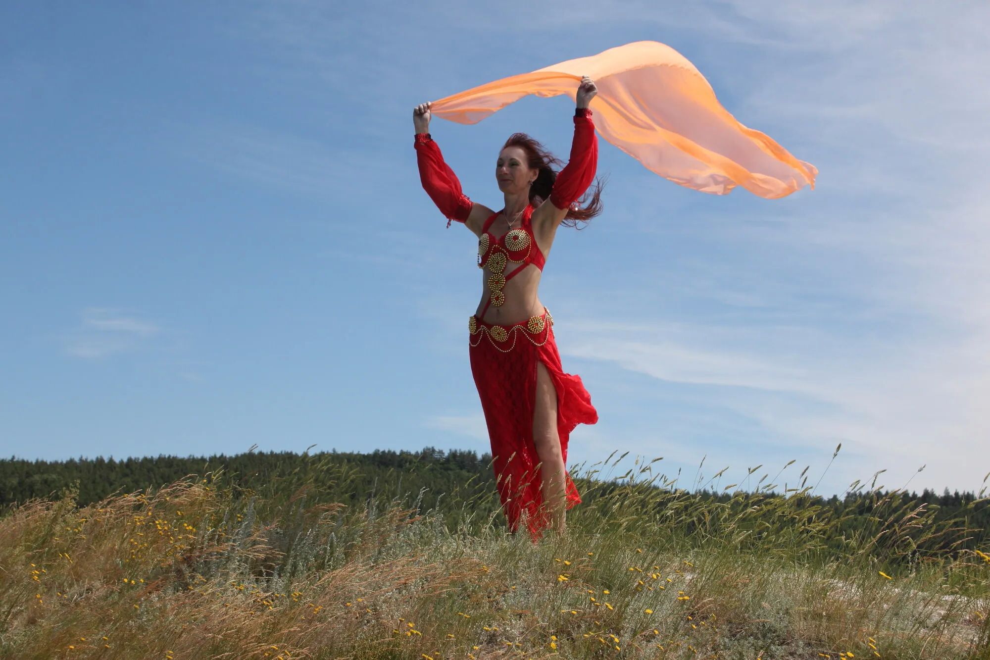 On top with an orange shawl - 50 Pics