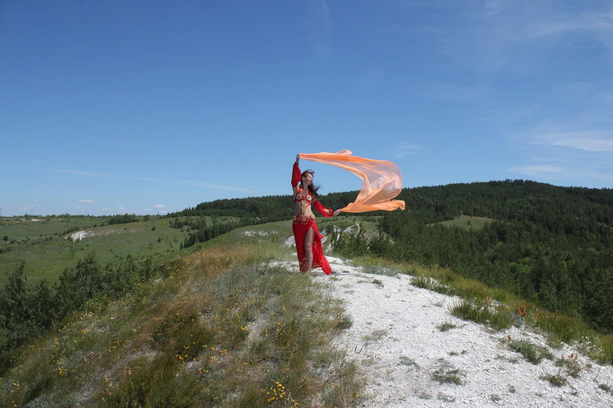 On top with an orange shawl - 50 Pics