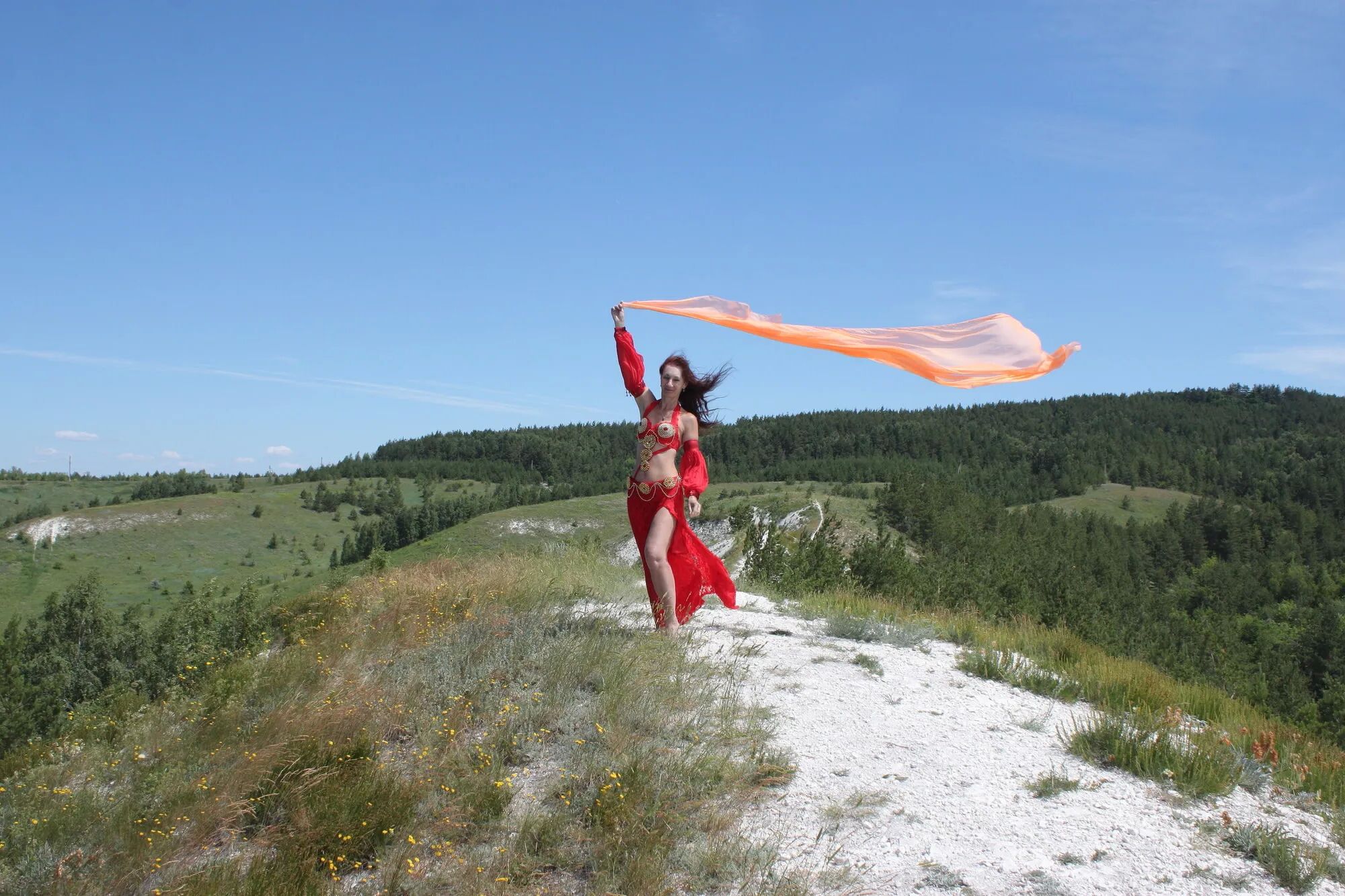 On top with an orange shawl - 50 Pics