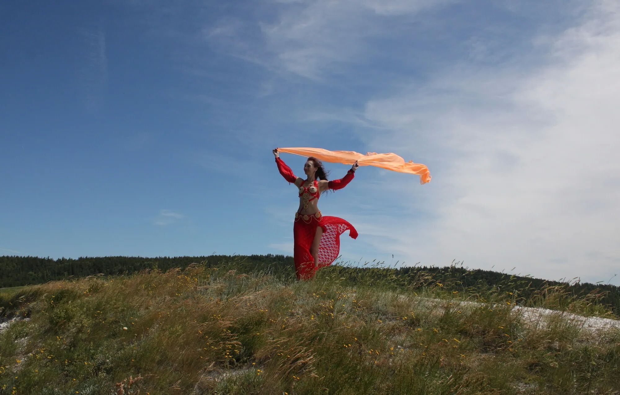 On top with an orange shawl - 50 Pics
