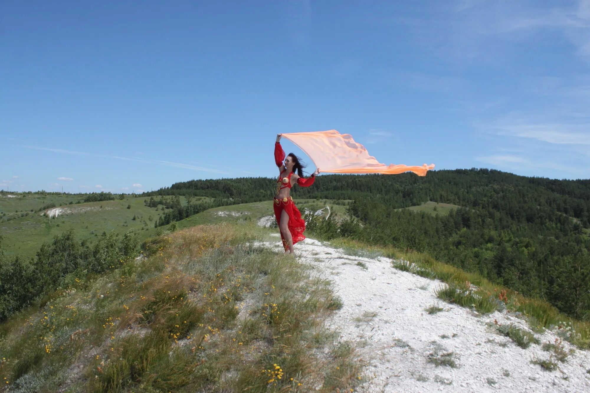 On top with an orange shawl - 50 Pics