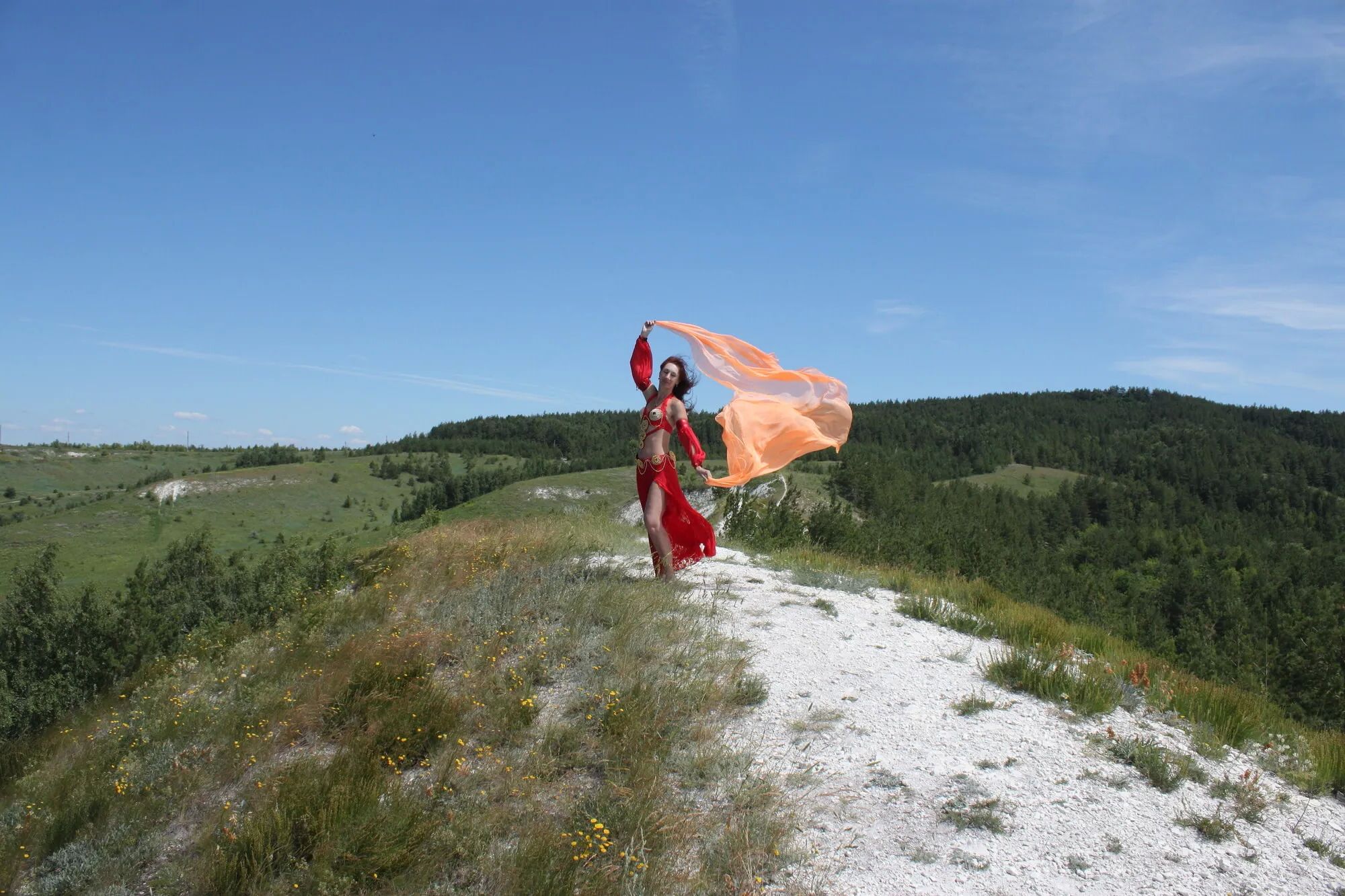 On top with an orange shawl - 50 Pics