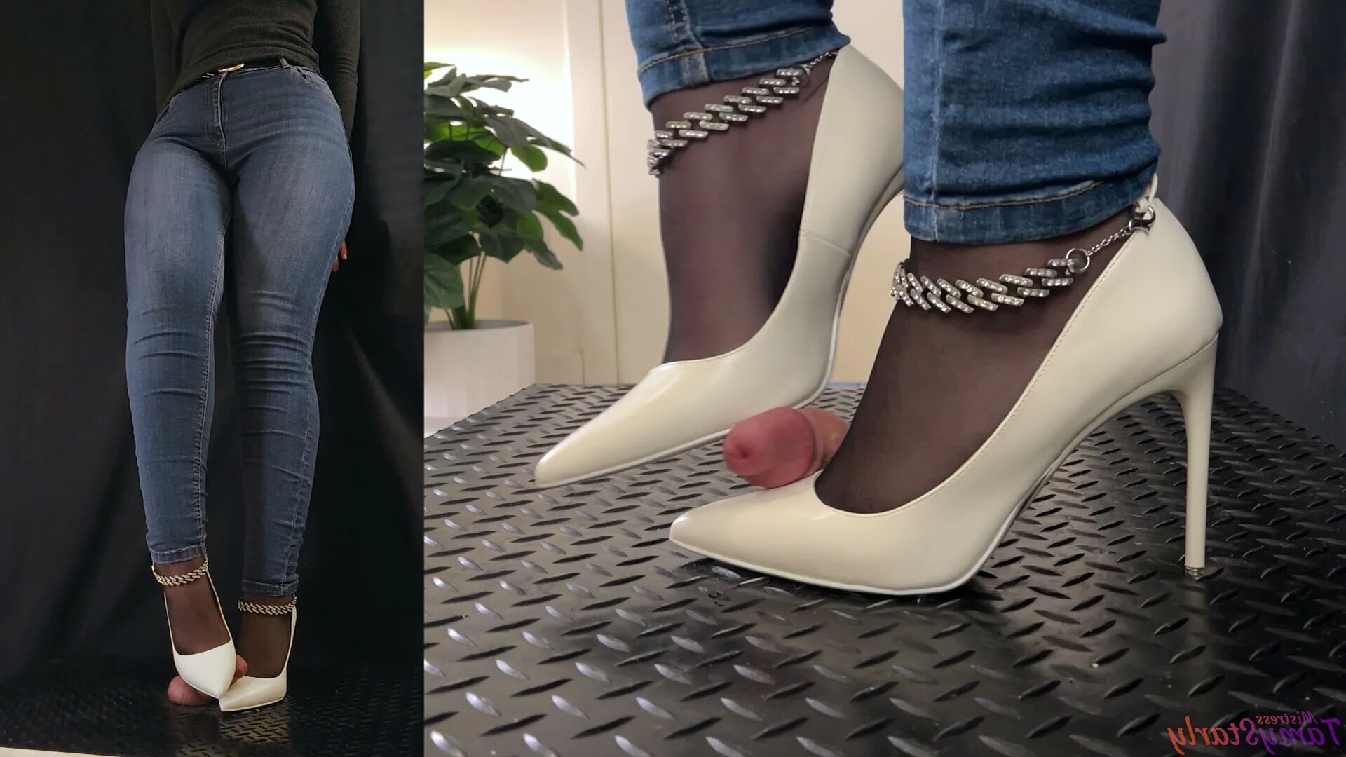 White Heels Crush and Stomp - Bootjob, Shoejob, Ballbusting - 14 Pics