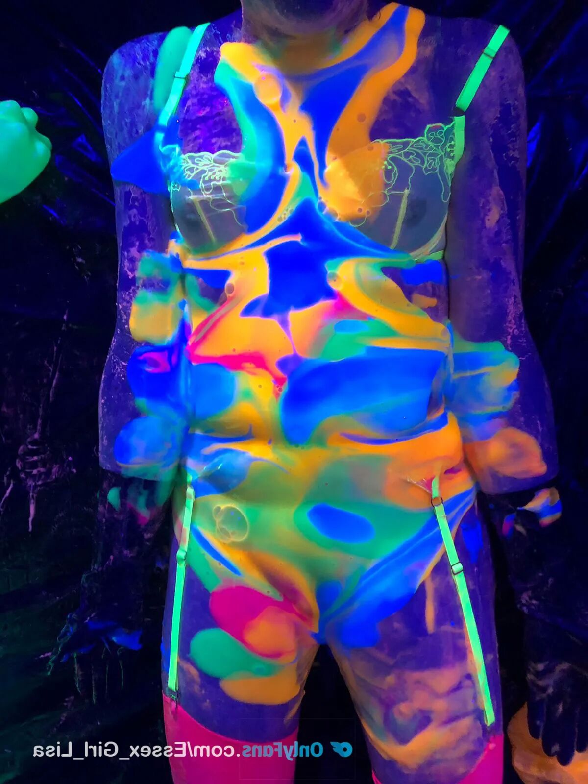 Playing with glow in the dark UV slime with my slave - 14 Pics